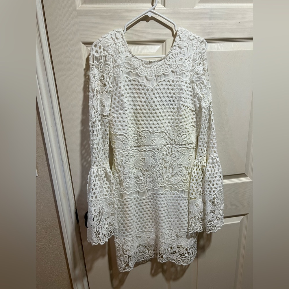 Lulus bell sleeve white dress